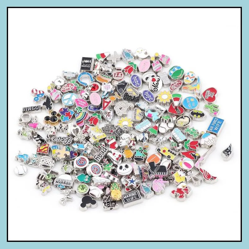 new style mixed floating locket charms alloy enamel crystal charms for magnetic diy glass locket wholesale 100pc