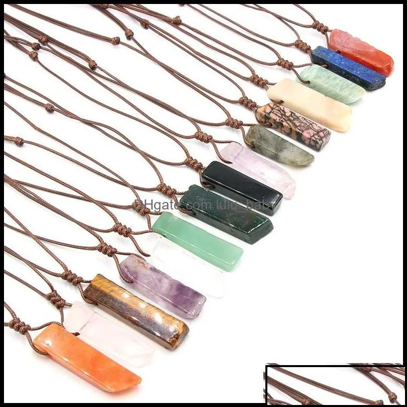 pendant necklaces pendants jewelry natural stone necklace irregar rec quartz pendum healing point amethysts lapis crystal for women drop