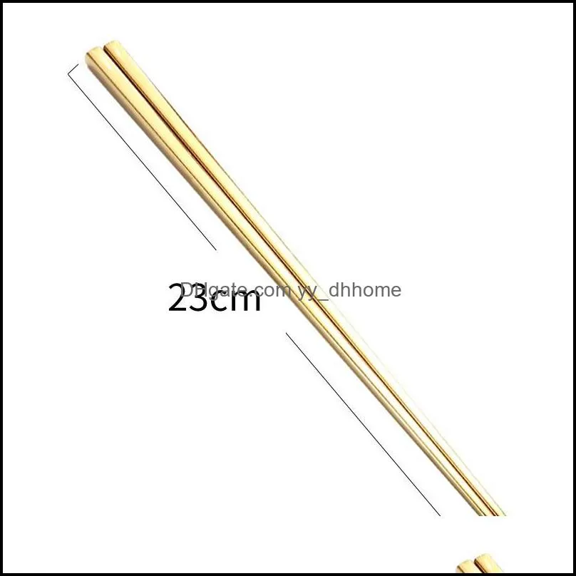 metal square chopsticks glossy titanium plated anti scalding highgrade 304 stainless steel rainbow golden black chopstick