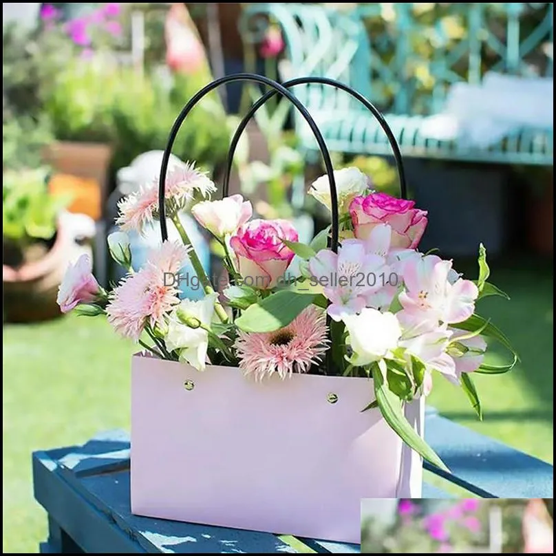 kraft paper florist bag black white pink flower box waterproof florist gift bags wedding valentines day flower box