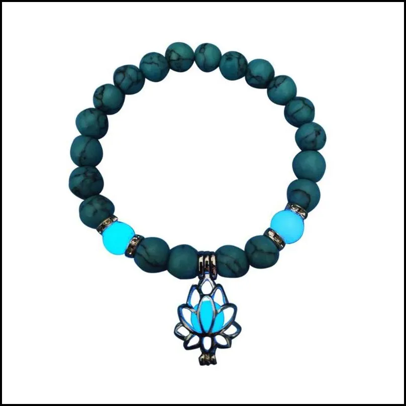 charm bracelets luminous glow in the dark bracelet lotus beads for men women natural stone yoga healing prayer buddhismcharm kent22