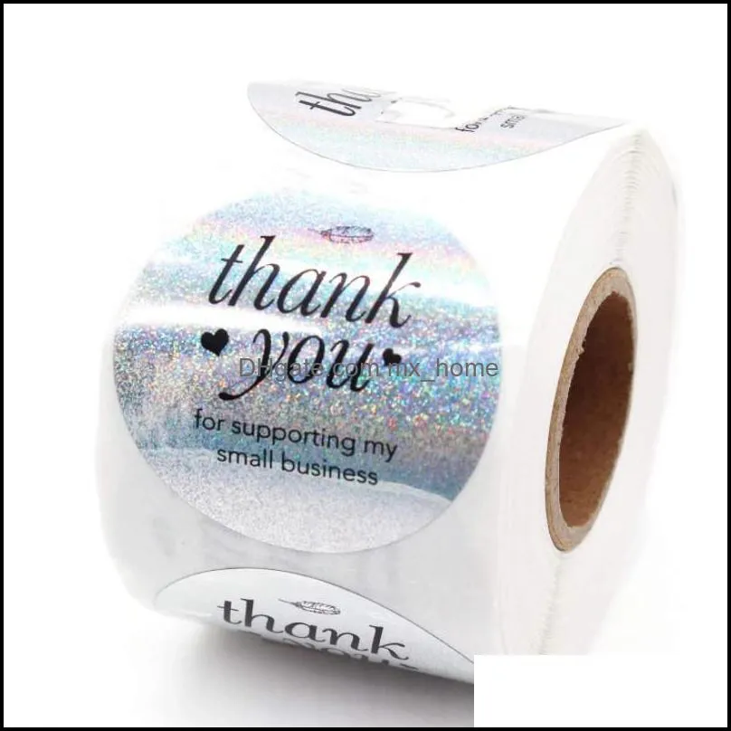 glitter laser thank you sticker pink rose gold blue thank you label sticker roll adhesive festival party gift favor decor