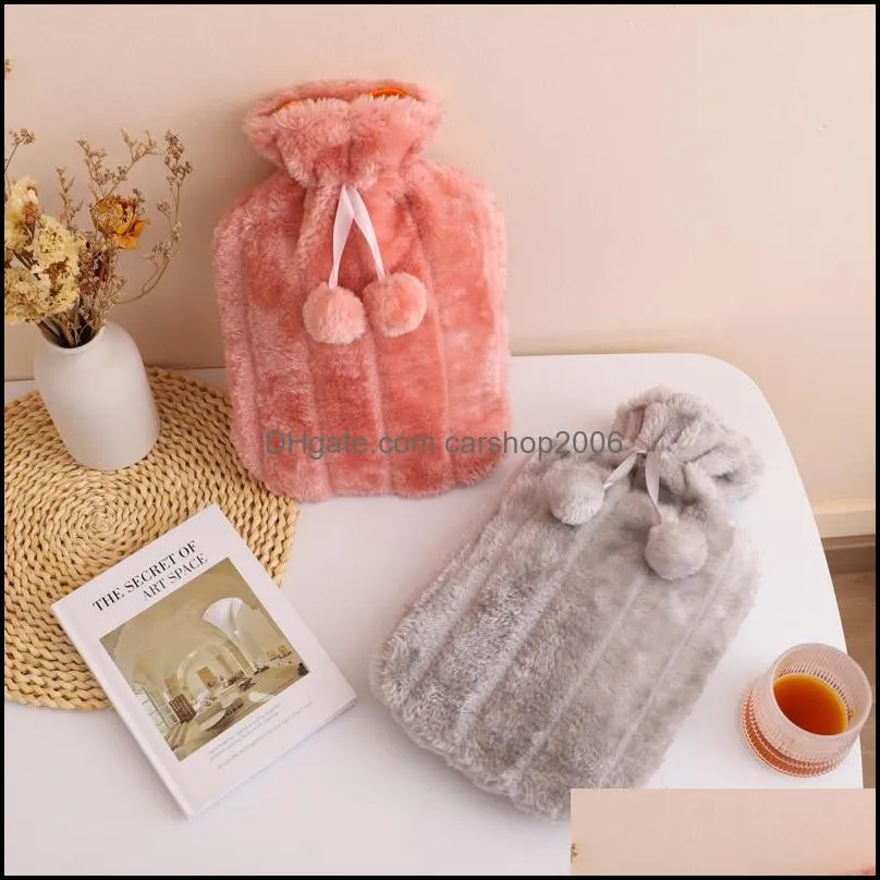 winter party favors waterfilling water bag 2000ml pvc winter hand warming cover wrap soft plush covers