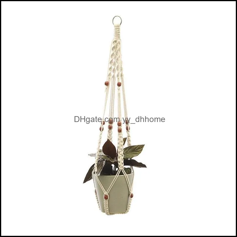 hanging flowerpot net bag handmade cotton knitting hemp flowerpot lifting rope balcony florist flower plant hanger decoration