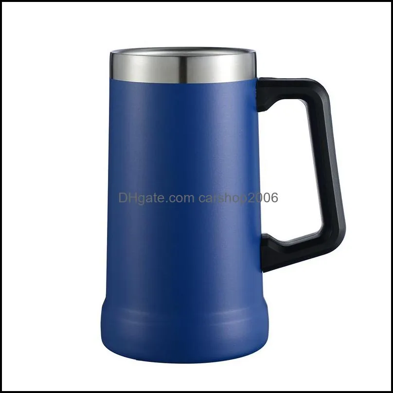 24 oz beer mug stainless steel ice beer cups double wall vacuum insulated camping travel tumbler cup with handle