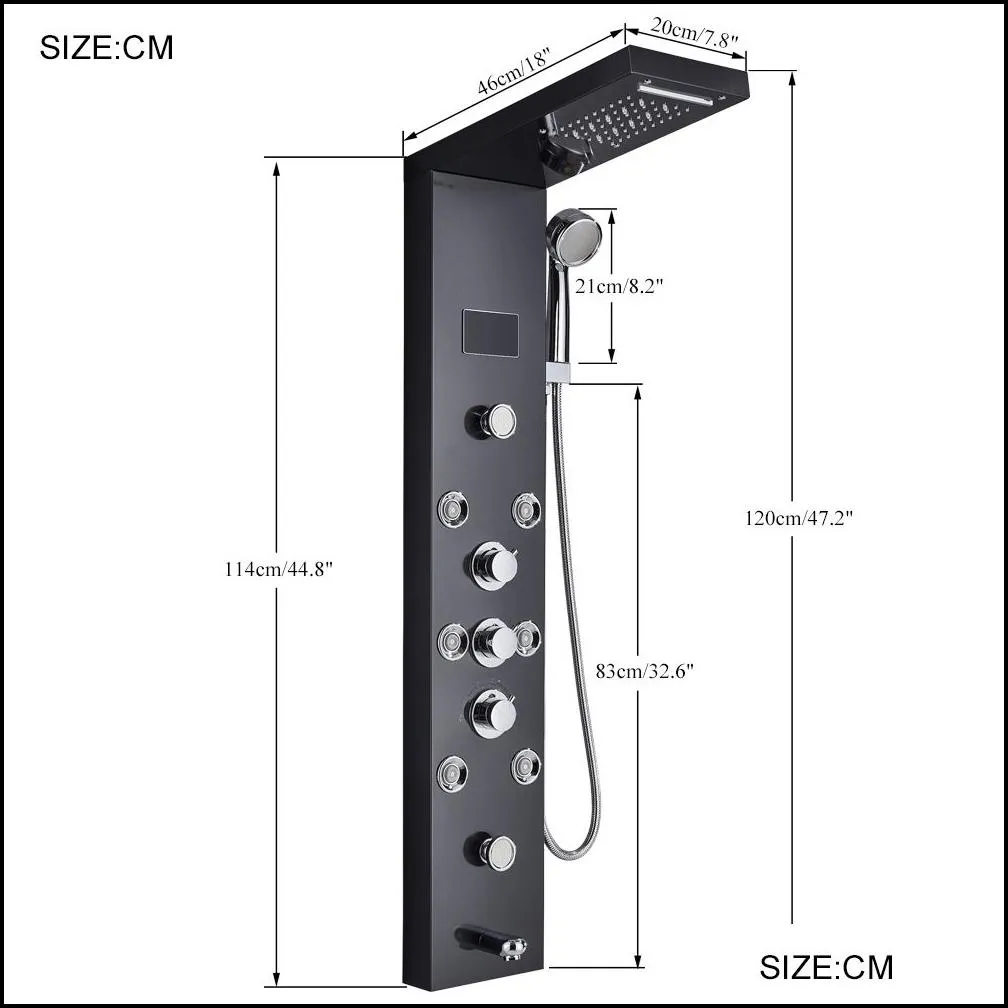 bathroom shower heads led light shower panel waterfall rain digital display shower faucet set spa massage  bathroom column mixer tap tower system