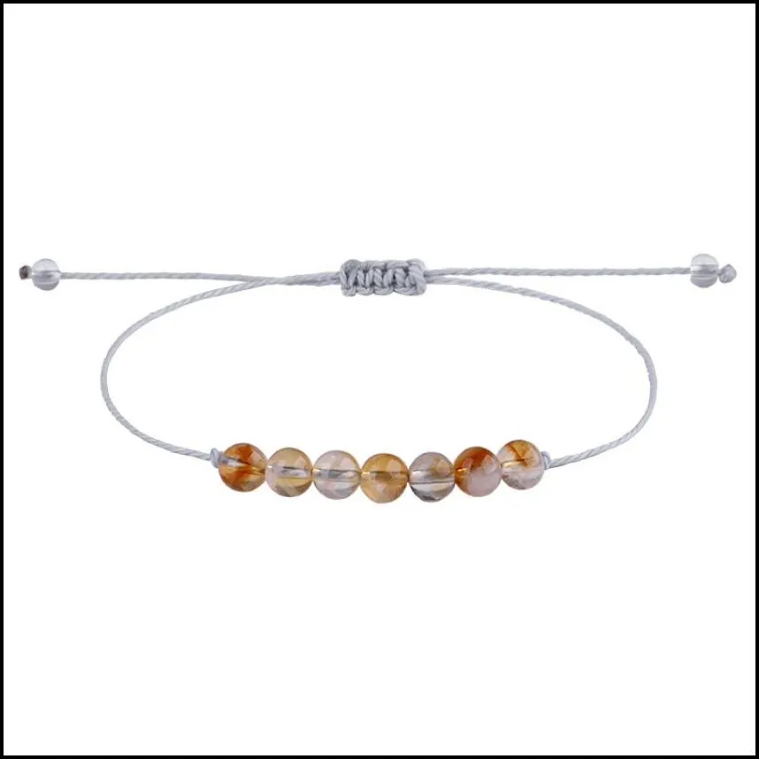 natural stone bead strand bracelet string adjustable yoga seven chakra citrine amethyst woven adjustable gemstone bracelets fashion jewelry