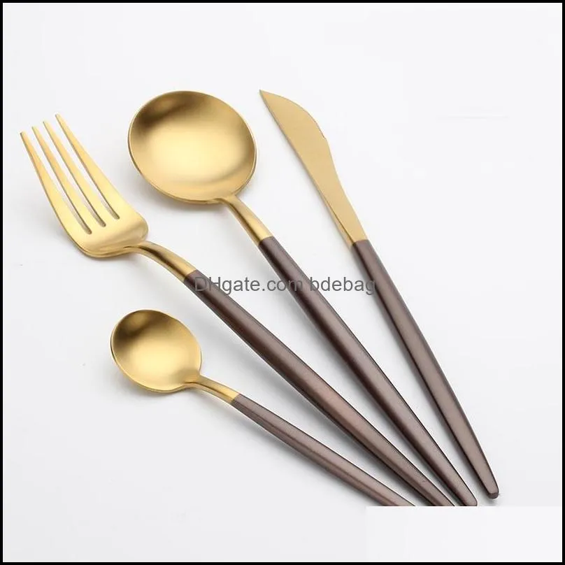 stainless steel knife fork spoon set western food cutlery flatware set stainless steel knife fork spoon tableware set