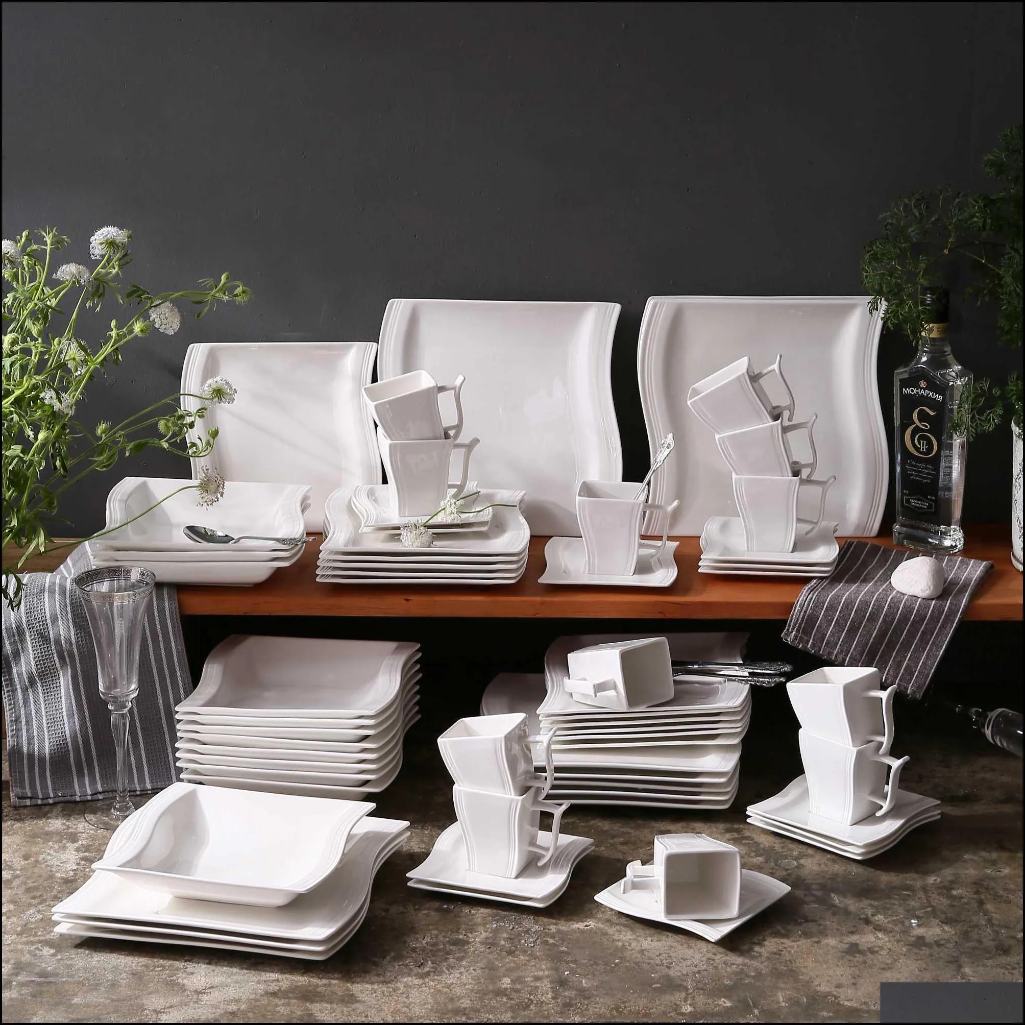 Malacasa Flora White Porcelain Fall Dinnerware Sets Clearance With