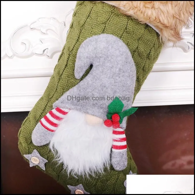 faceless doll knitting stocking large christmas knitted faceless santa gnome doll socks candy gift bag christmas decoration