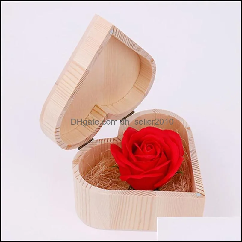 valentine soap flower heart shaped wooden box with soap flower wedding engagement soap flower valentine gifts