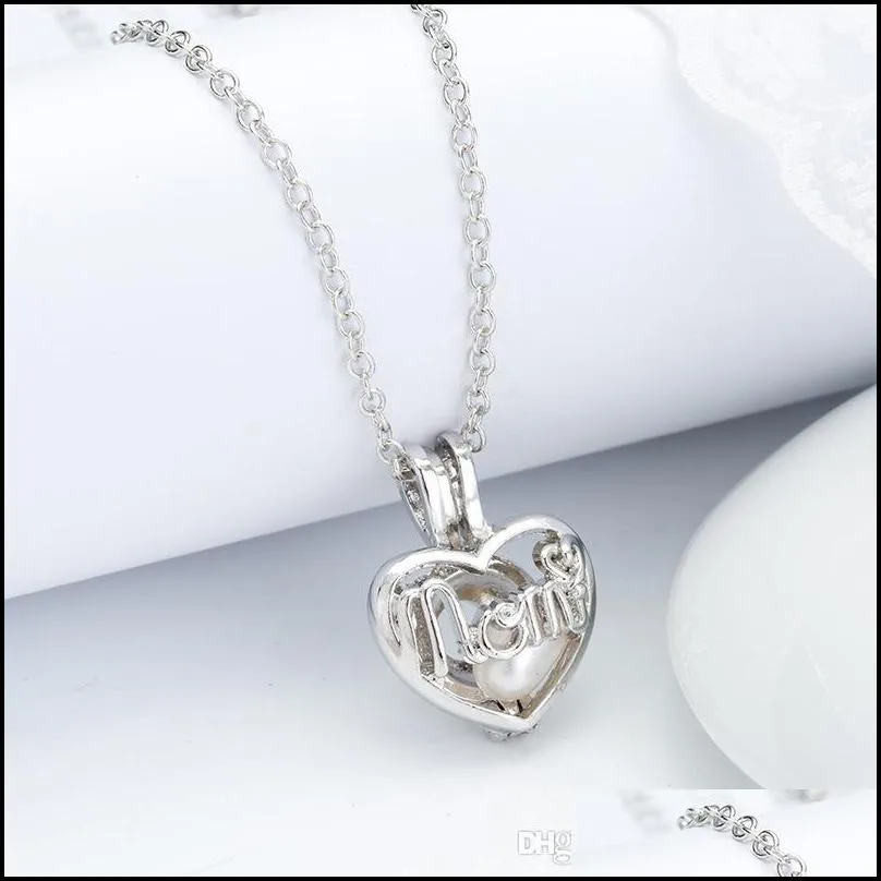 cage pendant necklace love wish natural freshwater pearl hollow heart locket necklaces women girls fashion jewelry mama bear tree of life elephant mom