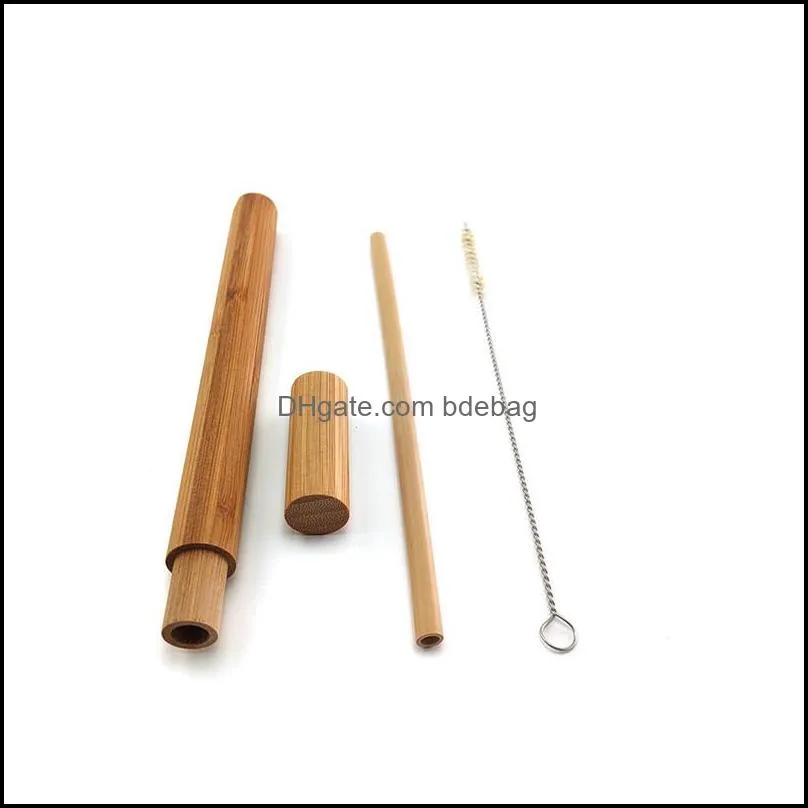 bamboo drinking straw set reusable straw add sisal hemp cleaning brush add tube set travelling bamboo straw set