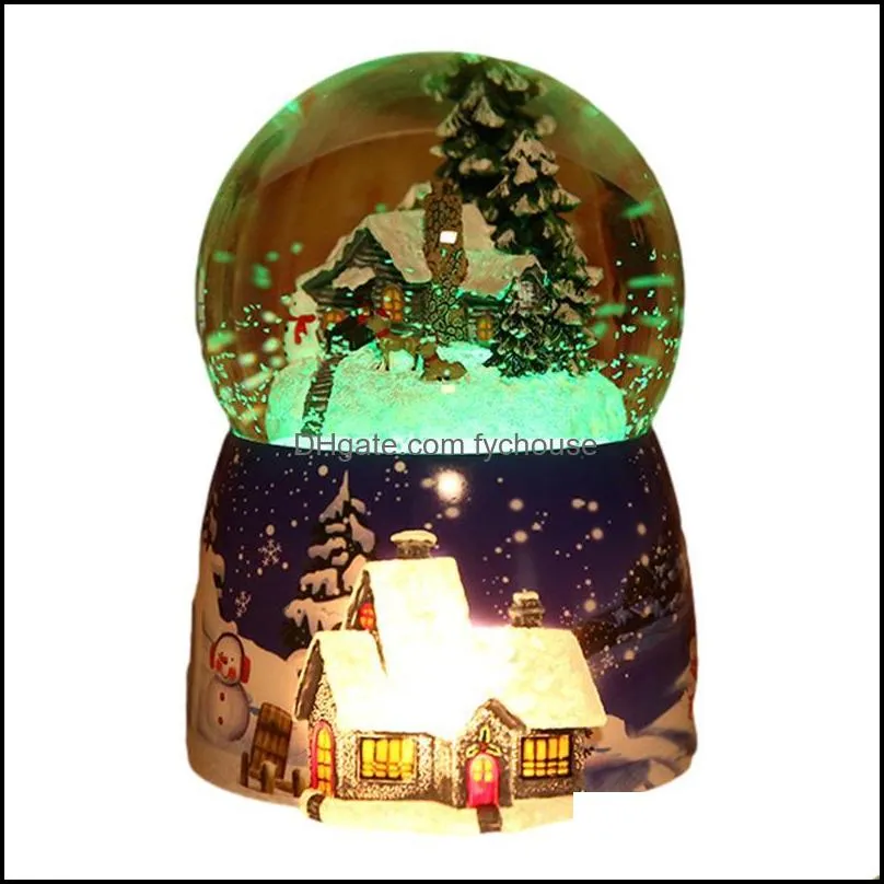 party decoration resin music box crystal ball snow globe glass home desktop decor valentine day gift lights sequins crafts with