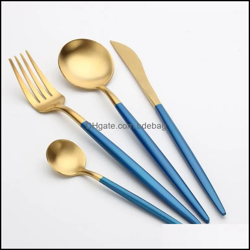 stainless steel knife fork spoon set western food cutlery flatware set stainless steel knife fork spoon tableware set