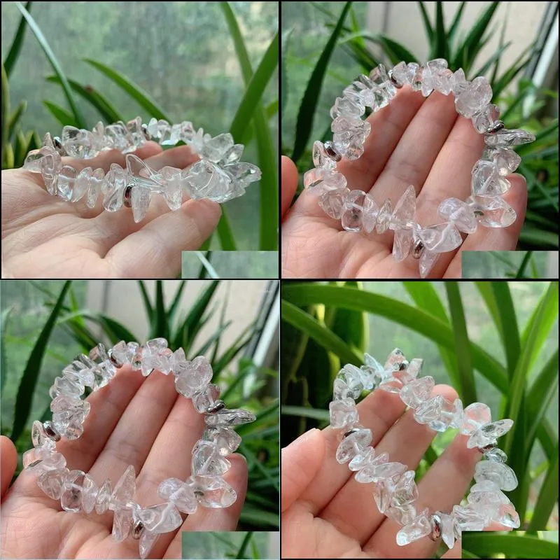 charm bracelets handmade stretch clear quartz crystal chip bracelet irregular nuggets raw mineral natural healing jewelry womencharm