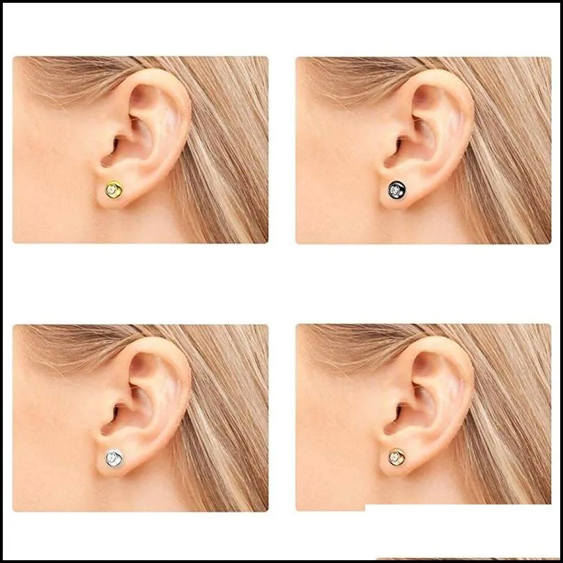 wholesale earrings studs 4mm stainless steel ball cz diamond ears stud for female simple jewelry factory direct