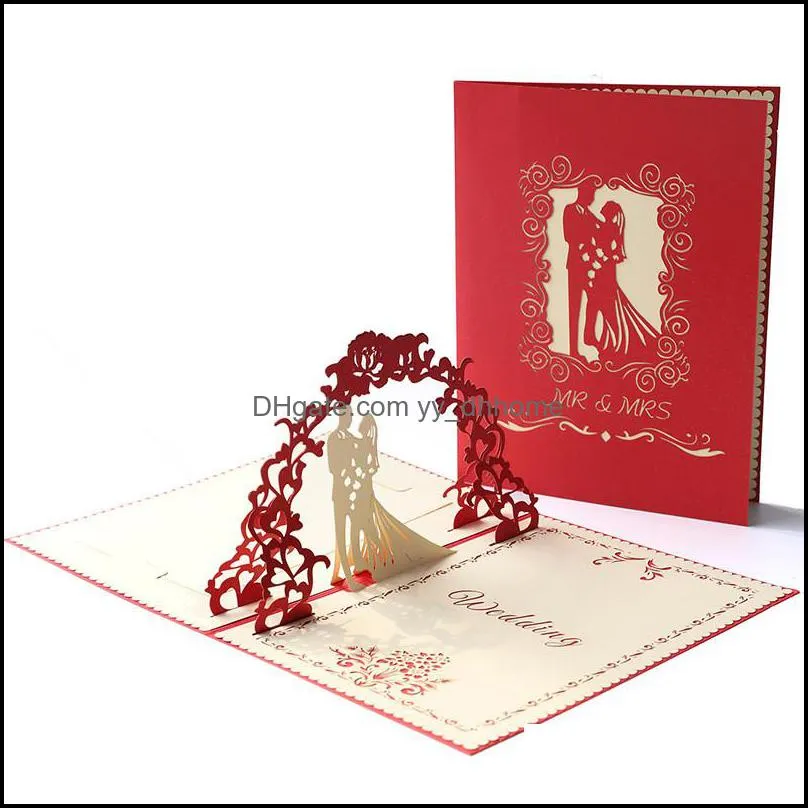 3d wedding invitations bridal engagement party greeting cards hollow wedding anniversary party invitation party invitations supply