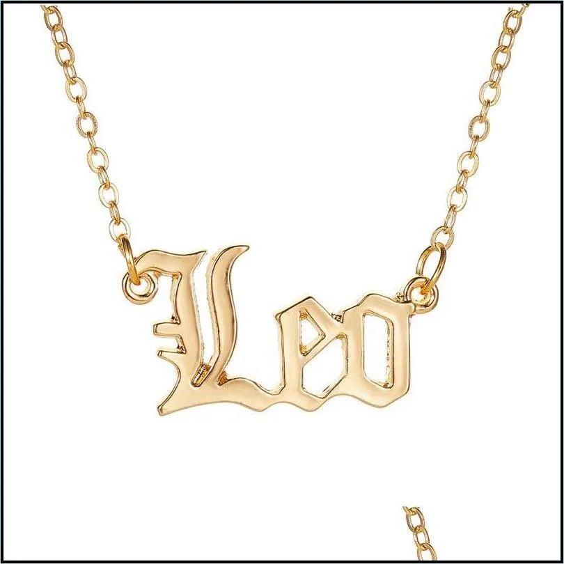 zodiac signs letter pendant necklace for women 12 constellations clavicle chain choker necklaces pack with card