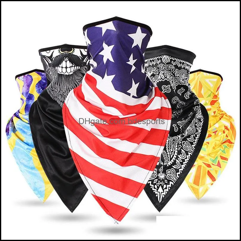 ice silk triangle scarf outdoor sports cycling face mask quickdrying scarf hip hop bandanas breathable riding fishing sunscreen masks