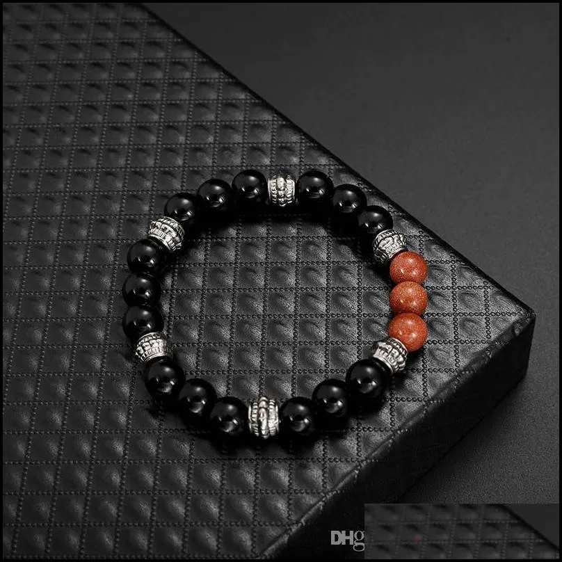 natural volcanic stone 8mm beaded bracelet charms hip hop mens fashion jewelry charm