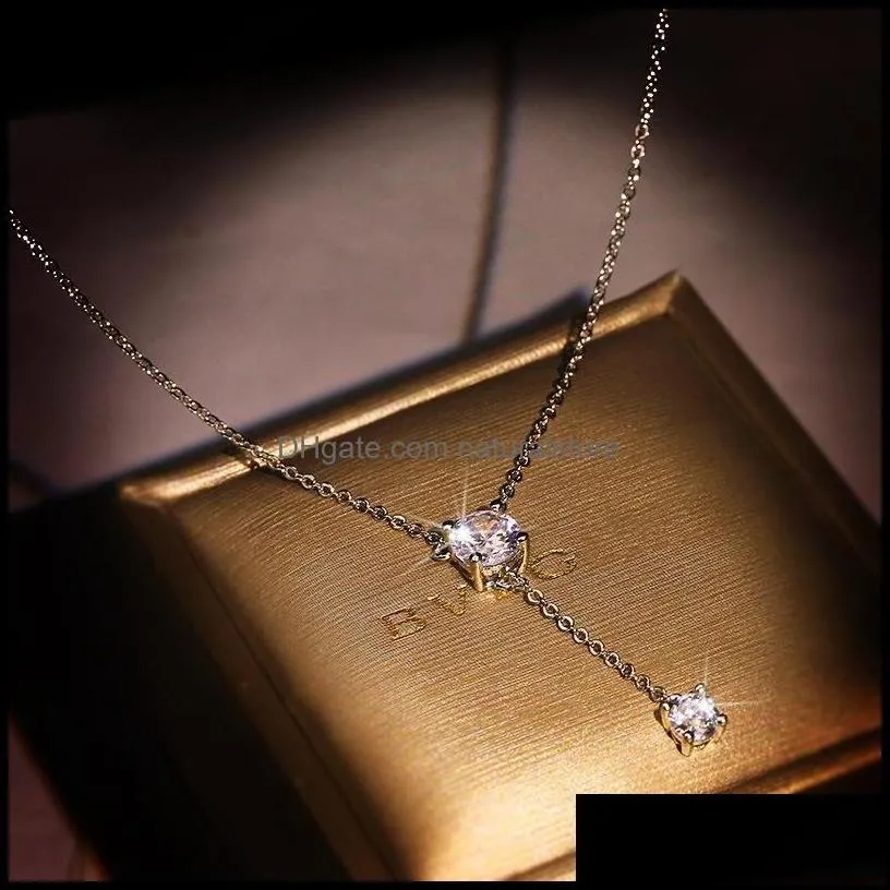 pendant necklaces pendants jewelry ll romantic long lab diamond real 925 sterling sier party wedding ch 4t