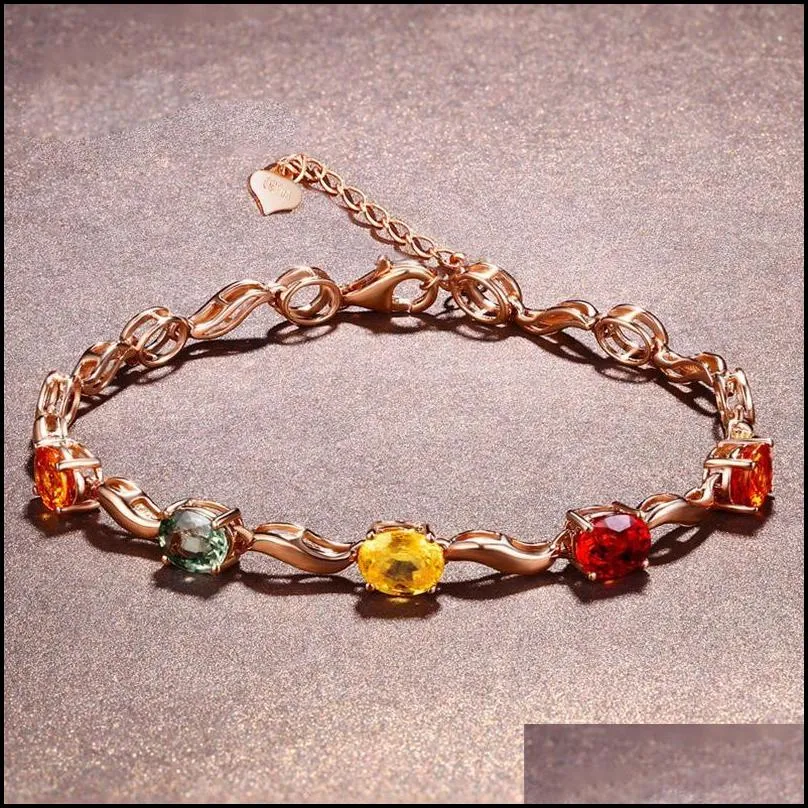 beaded strands crystal rose goldplated bracelet colorful glass stone lucky wrist chain adjustable hand jewelry gift for women girls