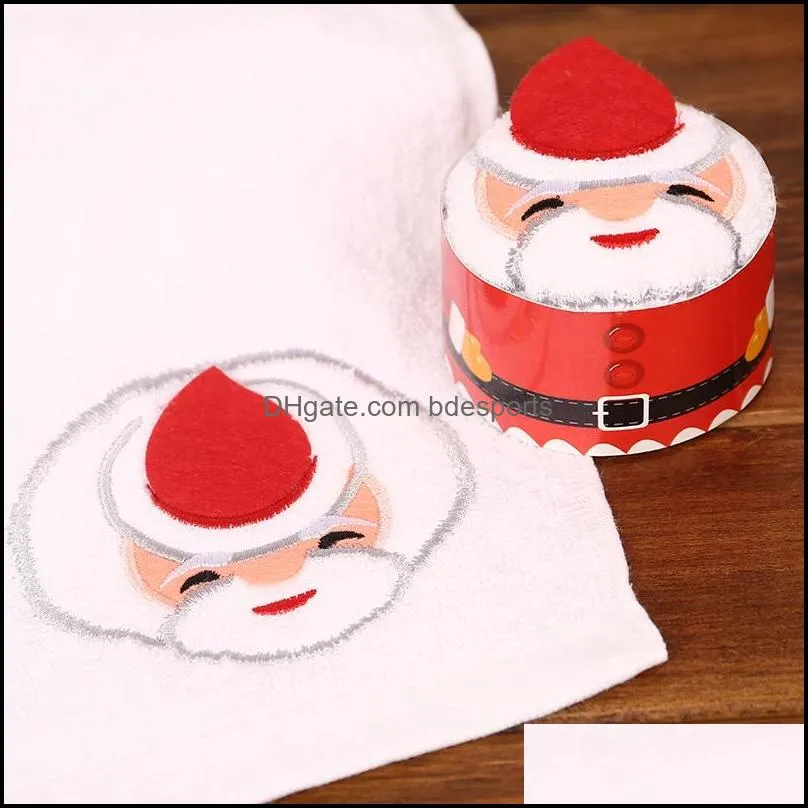 christmas gift towel 30 x 30 cm christmas tree santa claus christmas snowman white green red xmas decor