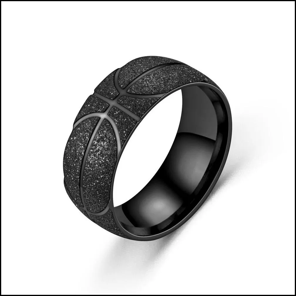 mens stainless steel basketball ring us size 612 titanium frosted men s sports rings trend fashion jewelry wholesale