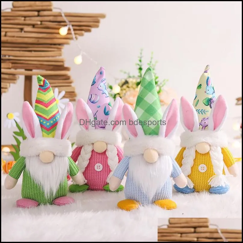 easter bunny gnome faceless doll plush dwarf home office party tabletop decorations kids toys