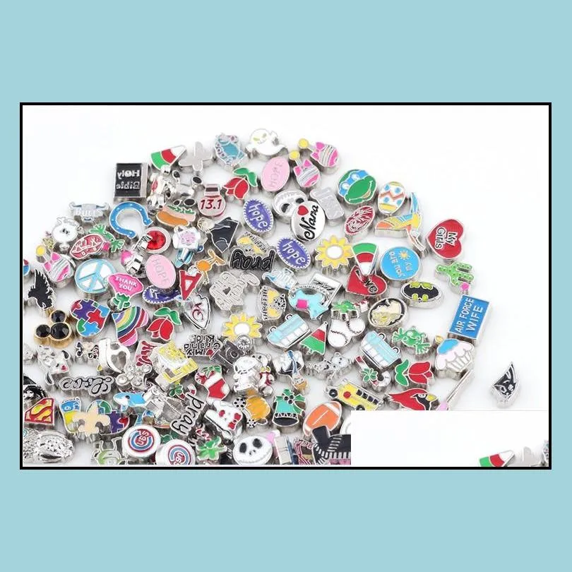 new style mixed floating locket charms alloy enamel crystal charms for magnetic diy glass locket wholesale 100pc
