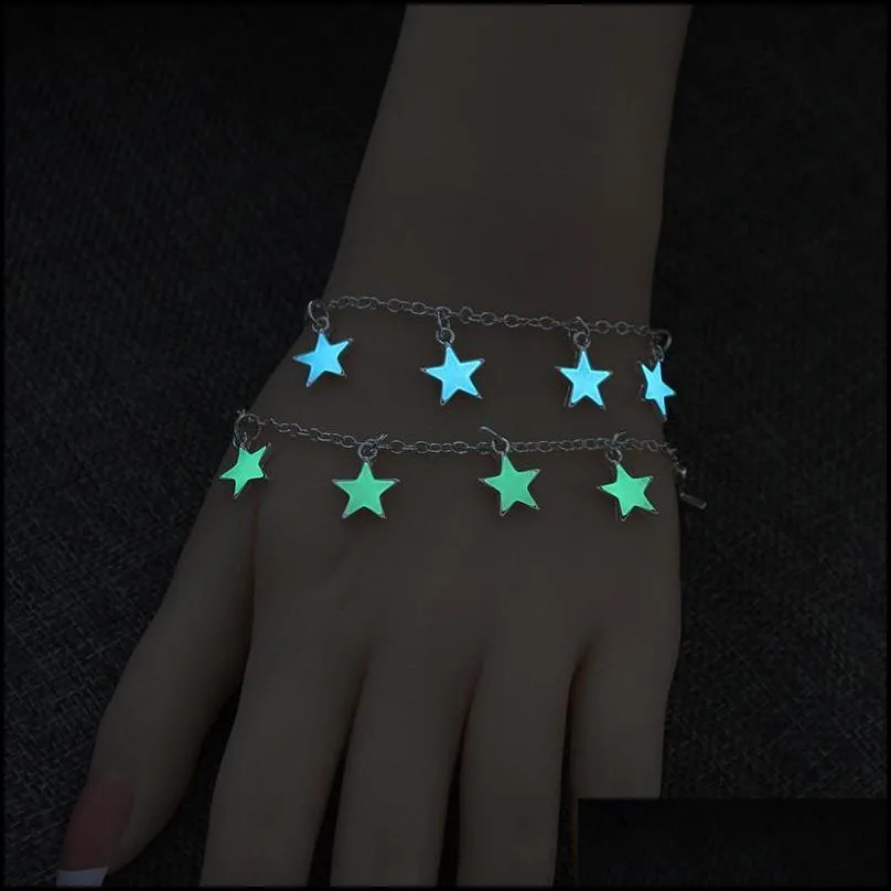 charm bracelets 2022 luminous flower peach heart fashion bracelet fluorescent love star in the dark halloween party for men women