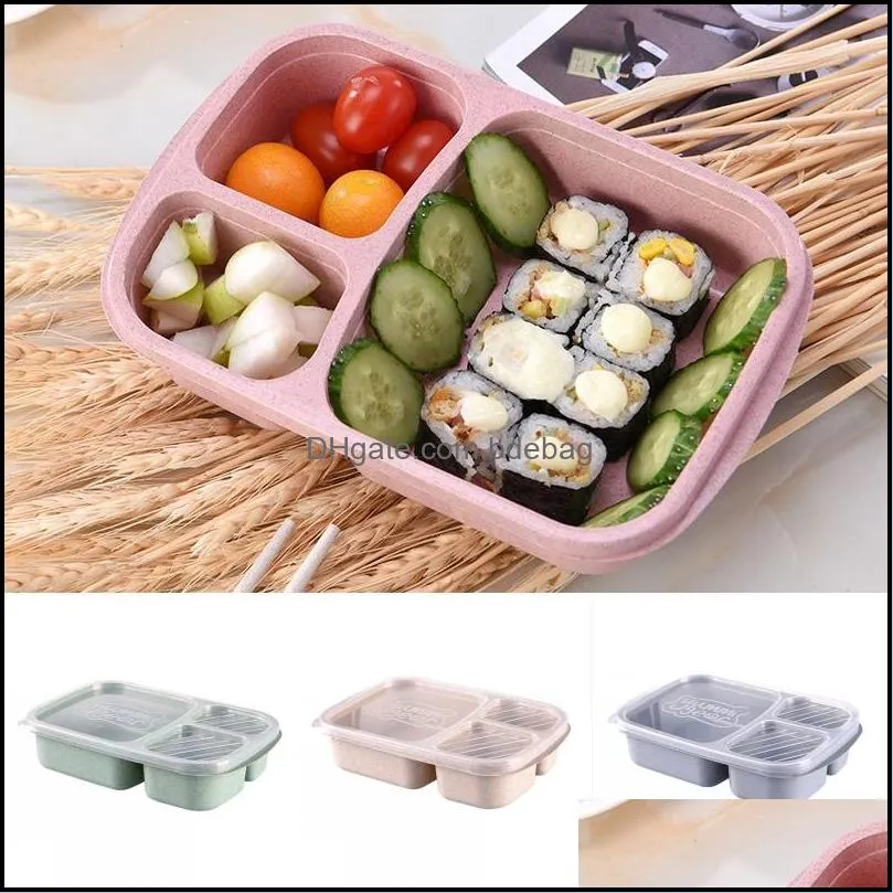 3 grid lunch boxes with lid microwave food fruit storage box take out container portable food storage lunch box