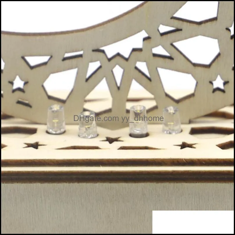 eid mubarak ramadan wooden decor hollow moon star blessing word decoration for happy eid mubarak home room table decoration