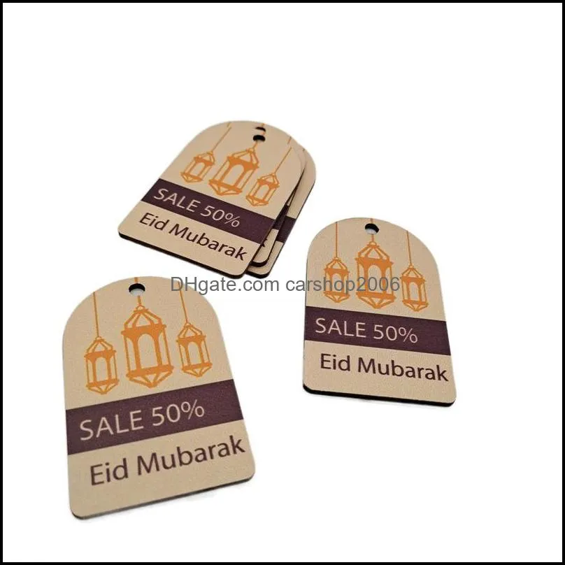 10 pieces/set wooden ramadan pendant eid mubarak sales discount islamic muslim alfitr party decor