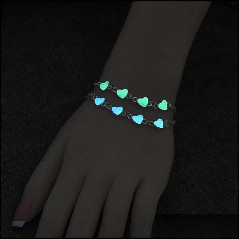 charm bracelets 2022 luminous flower peach heart fashion bracelet fluorescent love star in the dark halloween party for men women