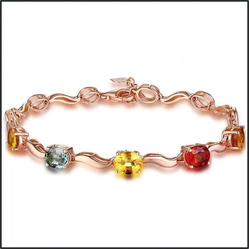 beaded strands crystal rose goldplated bracelet colorful glass stone lucky wrist chain adjustable hand jewelry gift for women girls