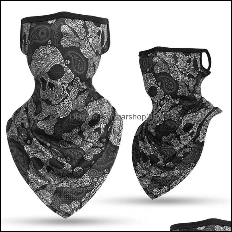 cycling masks scarf outdoor sports hanging ear triangle scarf mask halloween skull printed riding mask scarves