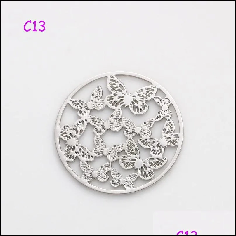 20pc mixed design round window plate charms silver floating plates for 30mm glass charms locket wholesale