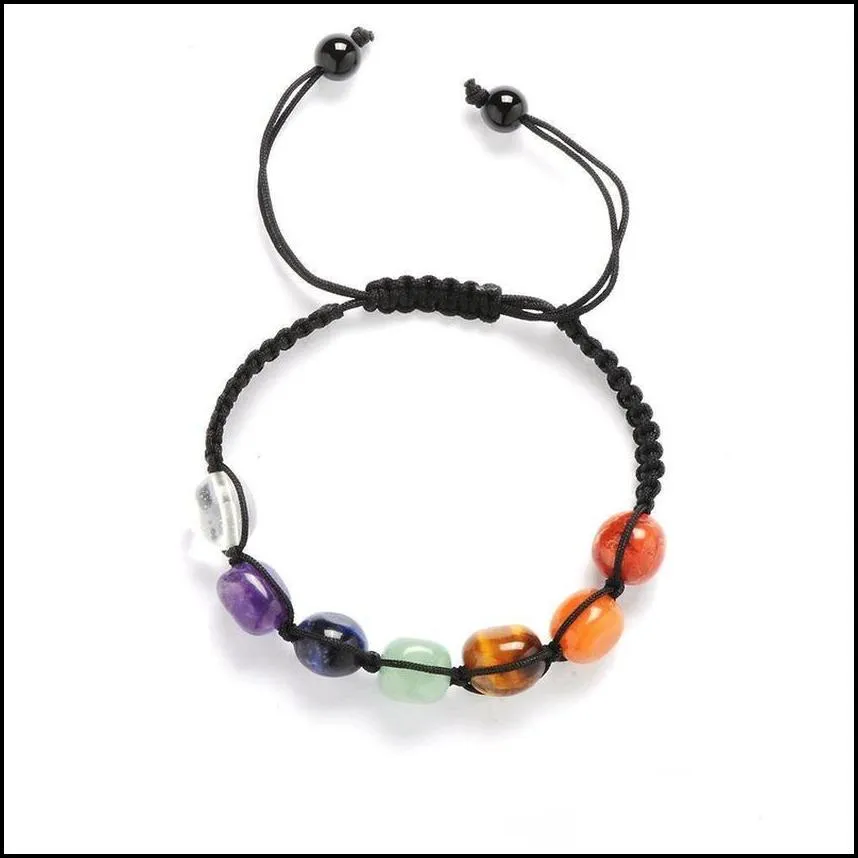 7 chakra yoga natural stone beaded strands bracelet women men irregular beads bracelets fashion jewelry will and sandy gift