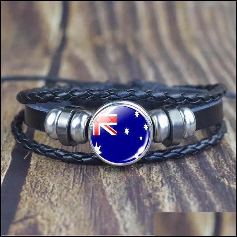 charm bracelets flag leather bracelet australia usa brazil chile israel peru zealand canada eastern europe jewelry men giftscharm