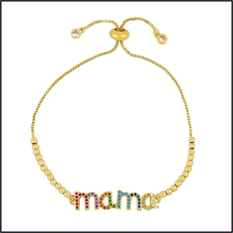 heart mom mama charm diamond bracelets 18k gold pull adjustable bracelet for women fashion jewelry mother gift will and sandy