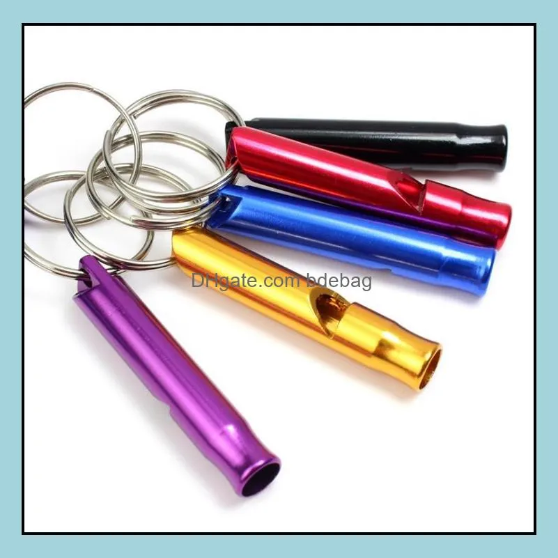 aluminum whistle outdoor edc hiking camping survival whistle with key chain dog training whistles