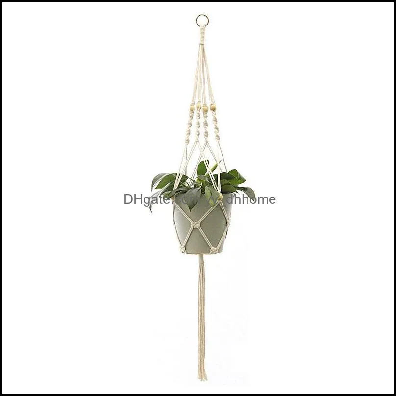 hanging flowerpot net bag handmade cotton knitting hemp flowerpot lifting rope balcony florist flower plant hanger decoration