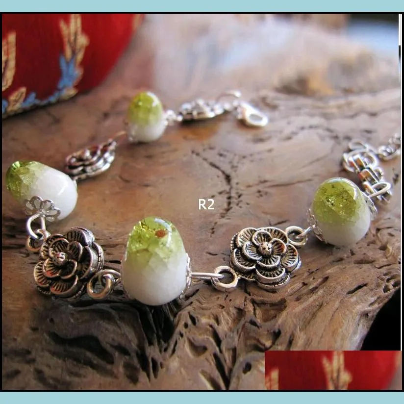 china folk ceramic bracelets beads flower handnmade jewelry link chain charm bracelet for women mix 9colors wholesale