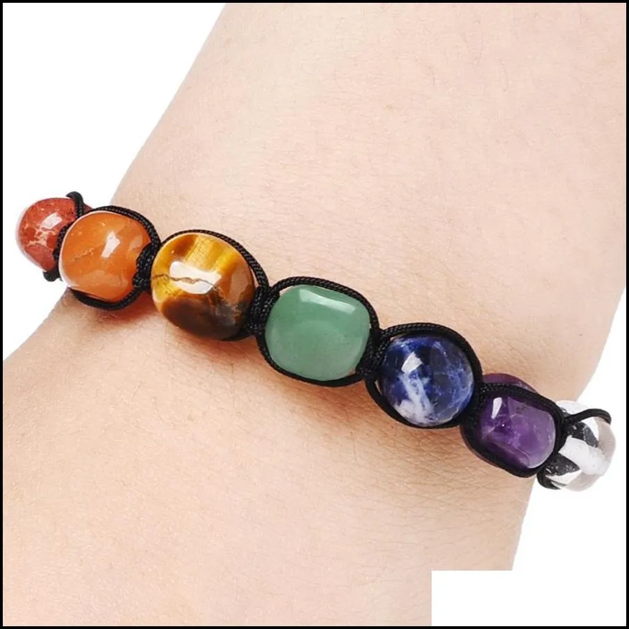 7 chakra yoga natural stone beaded strands bracelet women men irregular beads bracelets fashion jewelry will and sandy gift