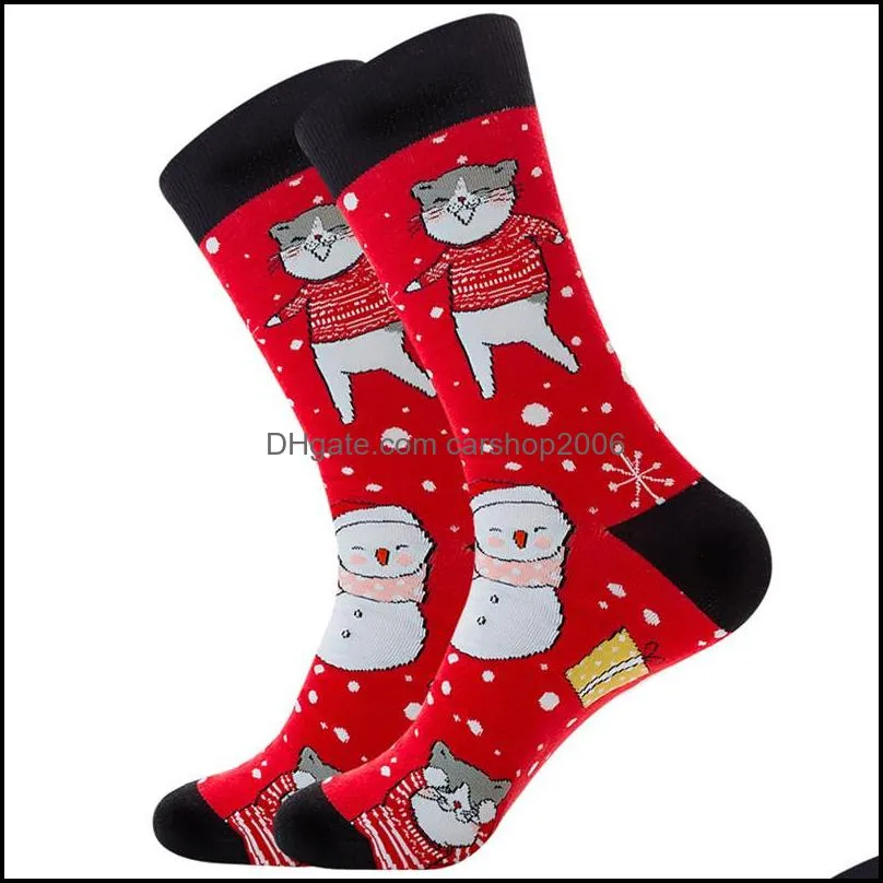 christmas stocking men women autumn winter keep warm stockings midcalf sock cartoon santa snowman printed cotton blends socks