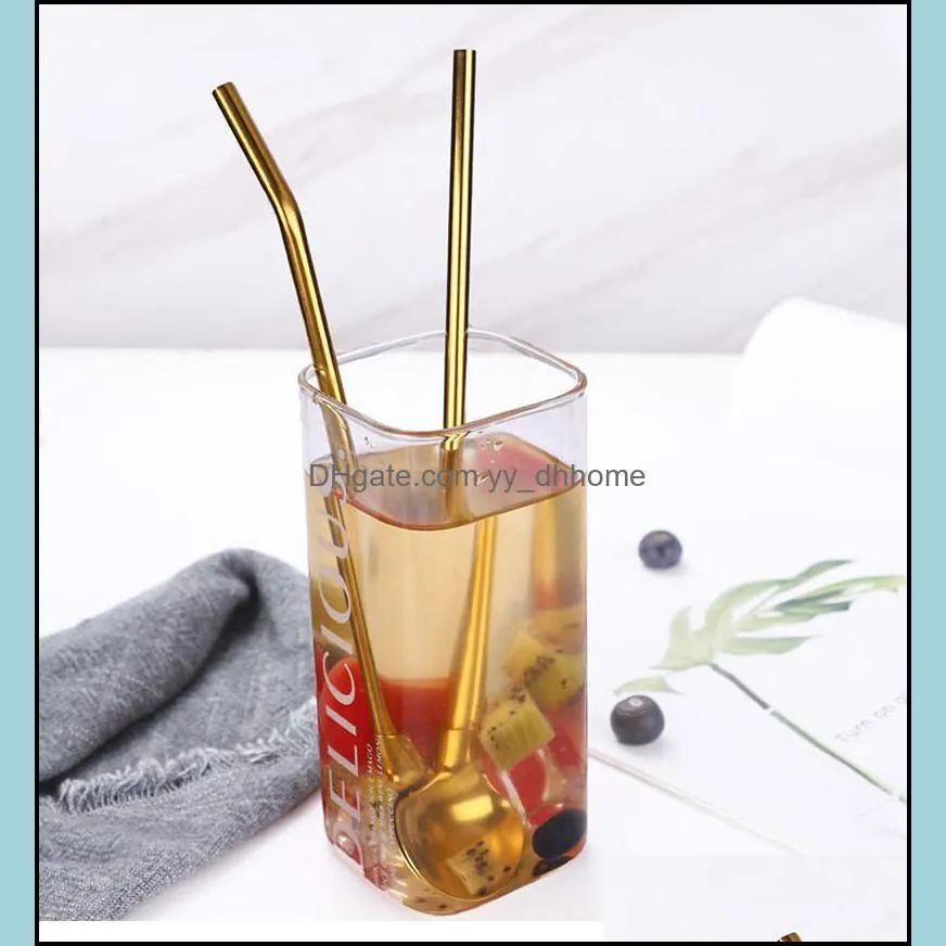 straw stirring spoon long handle 26cm 304 stainless steel stirring coffee spoons yerba matte frozen drink straws with spoons