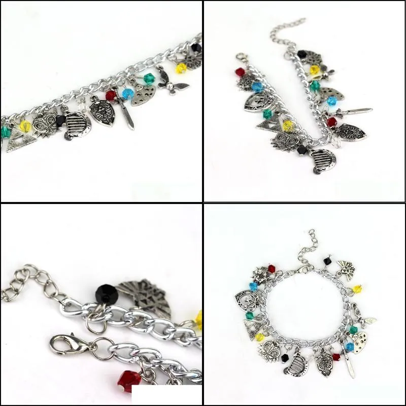 link chain wholesale game charm bracelets triforce skyward sword hylian shield majoras mask heart bracelets25 kent22