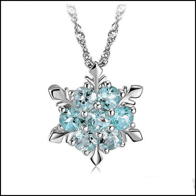 2019 droppshiping fashion women crystal zircon snowflake pendant necklace jewelry christmas new year gifts bfj552457